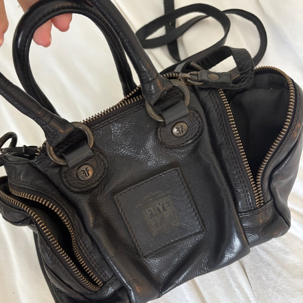Frye Black Brooke Speedy Leather Boxy Satchel